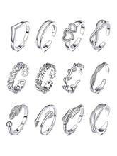 Conjunto Anillos  De Metal Con Diseños De Flechas, Estrellas Y Lunas Para Mujeres